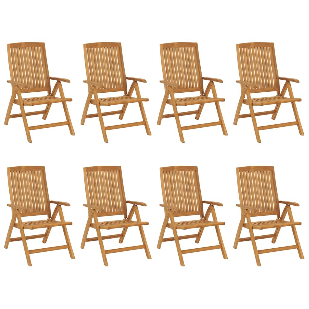 Cadeiras de jardim reclináveis c/ almofadões 8 pcs teca maciça