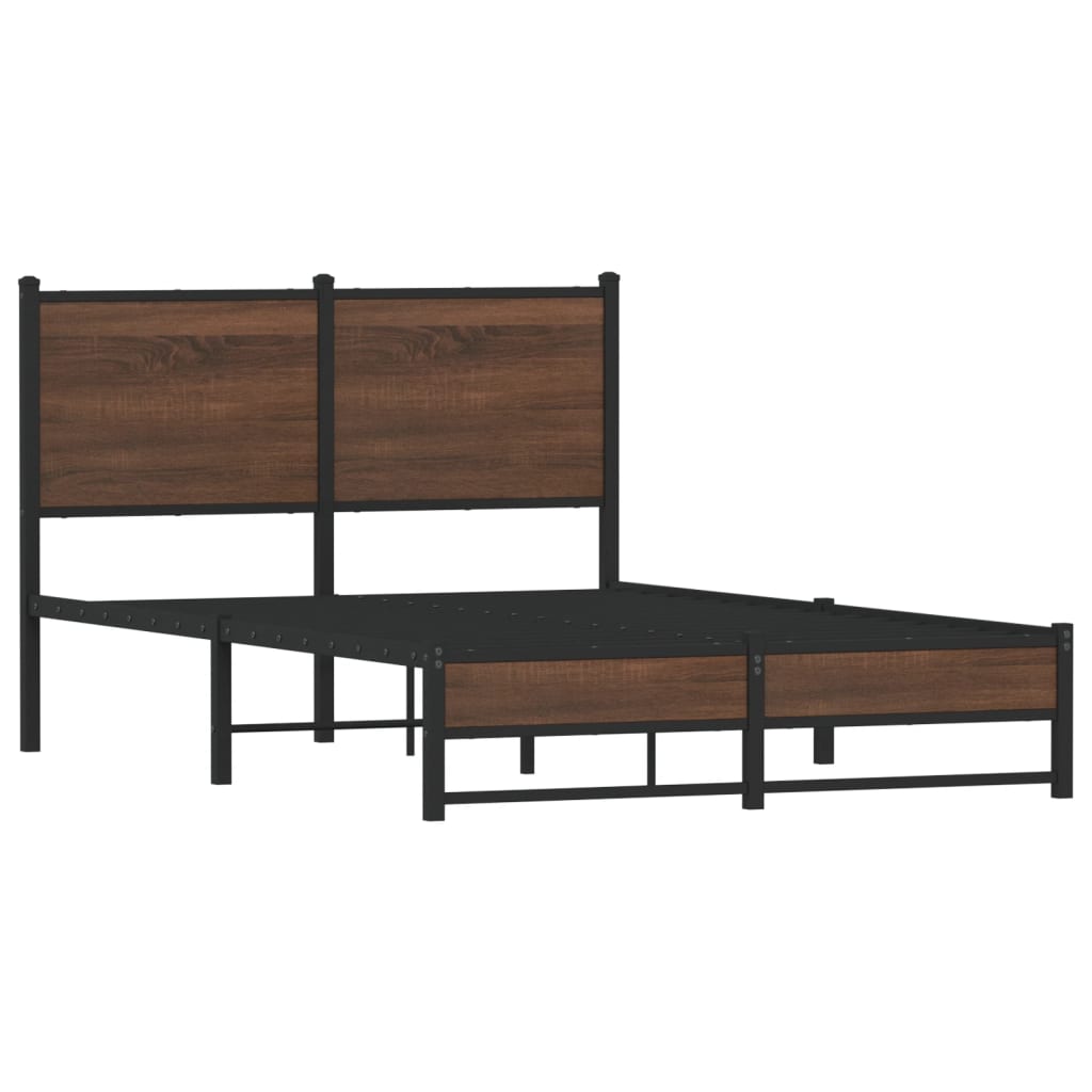 Estrutura de cama sem colchão 120x190cm metal carvalho castanho
