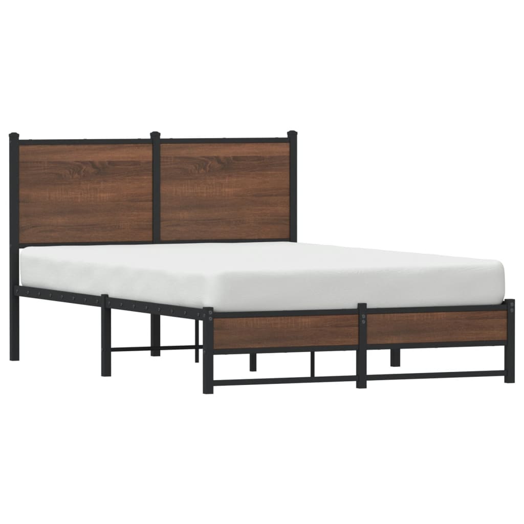 Estrutura de cama sem colchão 120x190cm metal carvalho castanho
