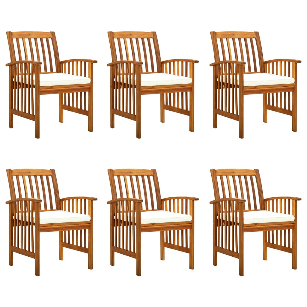 Cadeiras de jantar p/ jardim 6 pcs c/ almofadões acácia maciça