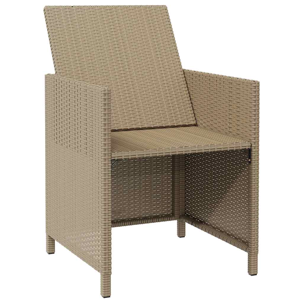 Cadeiras de jardim com bancos 2 pcs vime PE bege