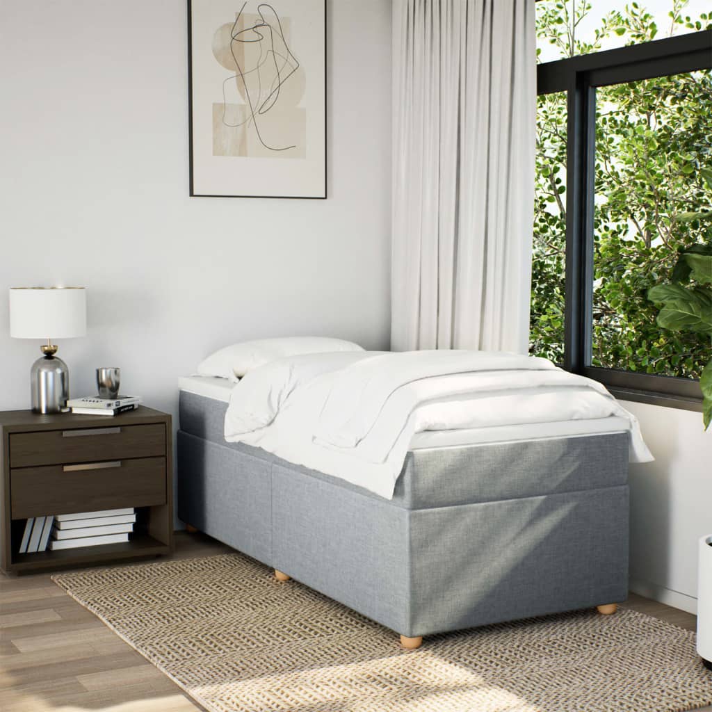 Cama com molas/colchão 80x200 cm tecido cinza-claro