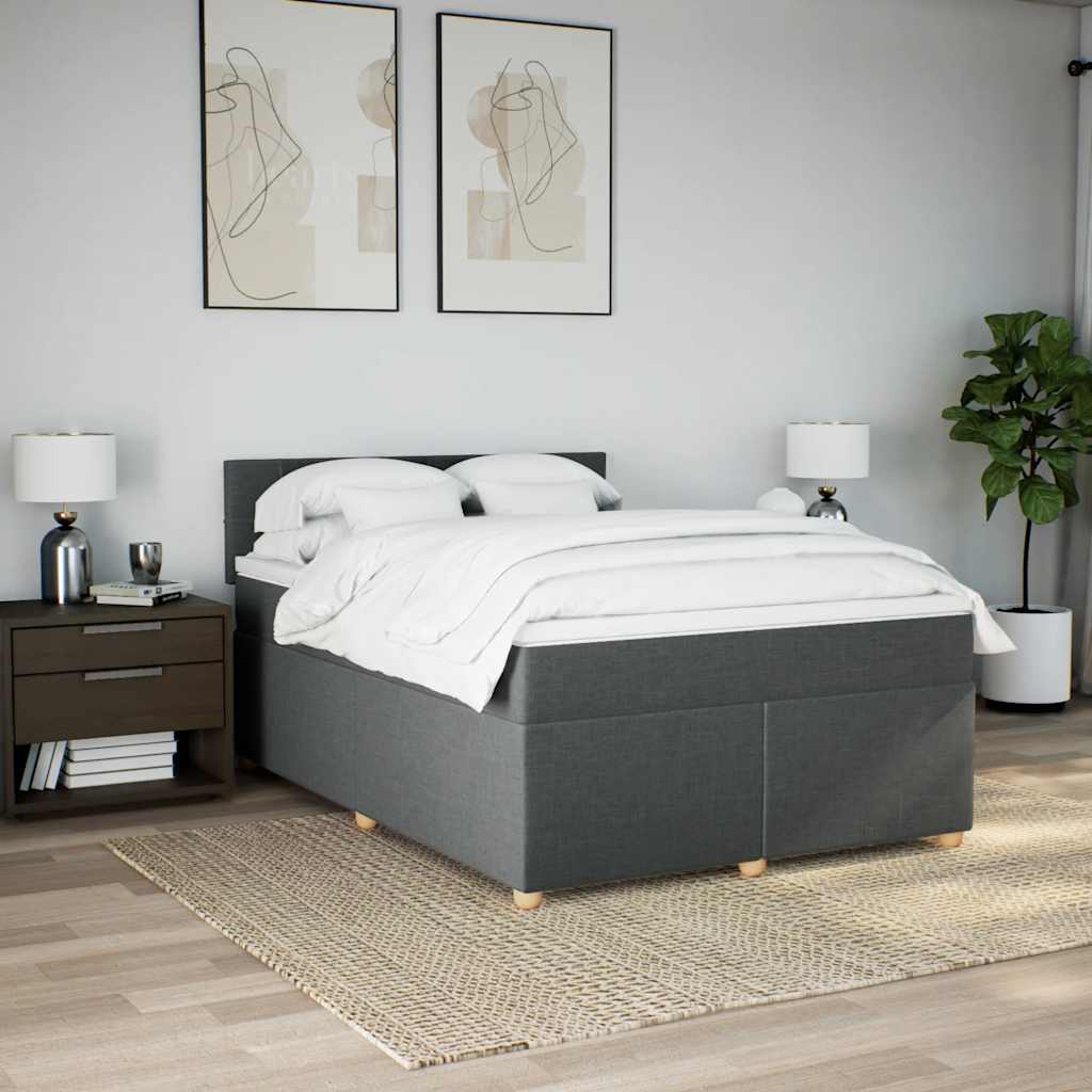 Cama com molas/colchão 140x190 cm tecido cinzento-escuro