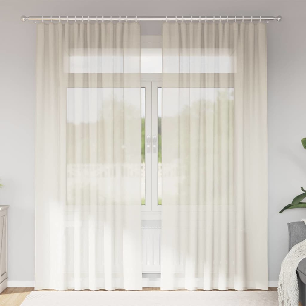 Cortinas de voile com bolsos para varão 2 pcs creme