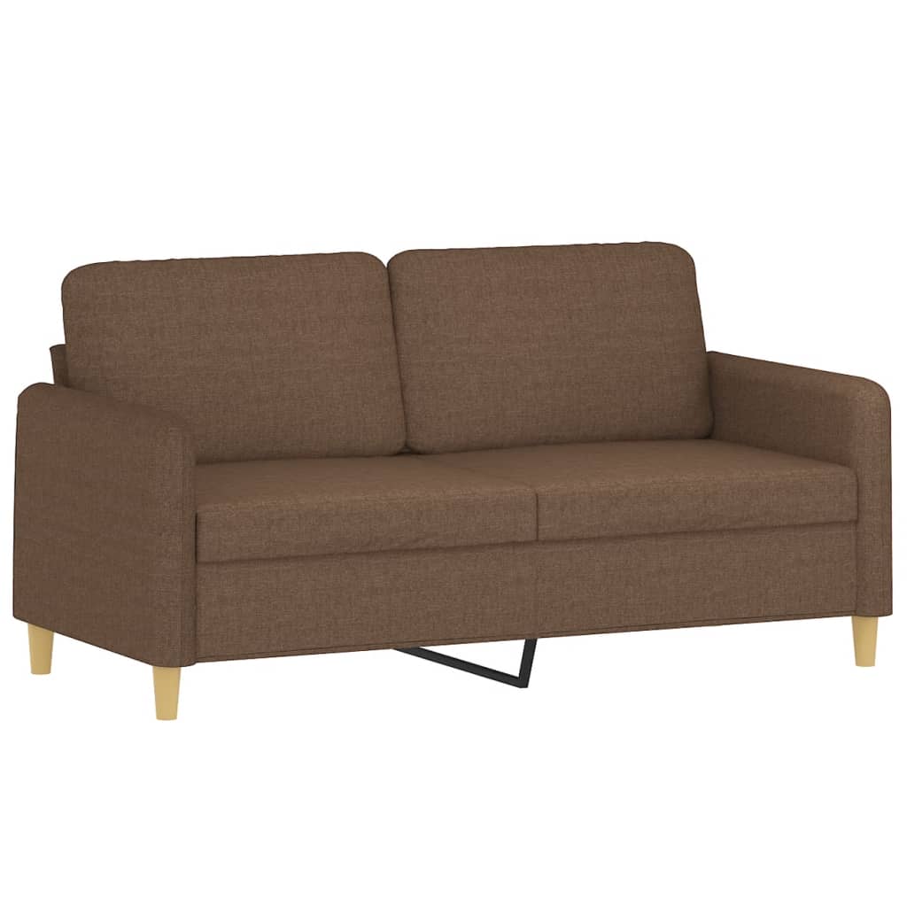 3 Pcs conjunto de sofás com almofadas tecido castanho