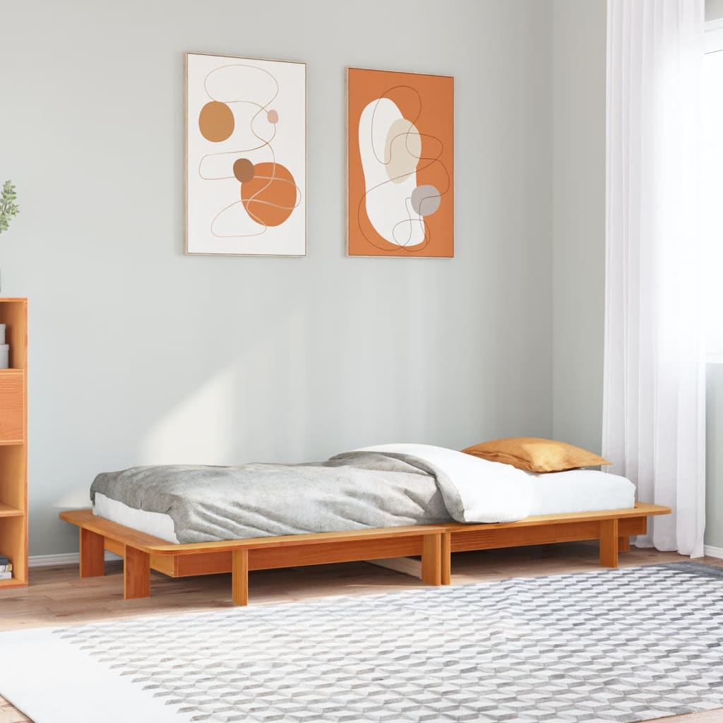 Cama sem colchão 100x200 cm pinho maciço castanho-mel