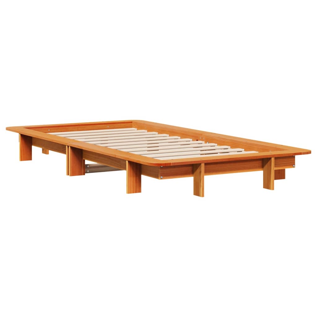 Cama sem colchão 100x200 cm pinho maciço castanho-mel