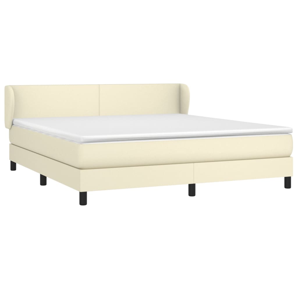 Cama com molas/colchão 160x200 cm couro artificial cor creme