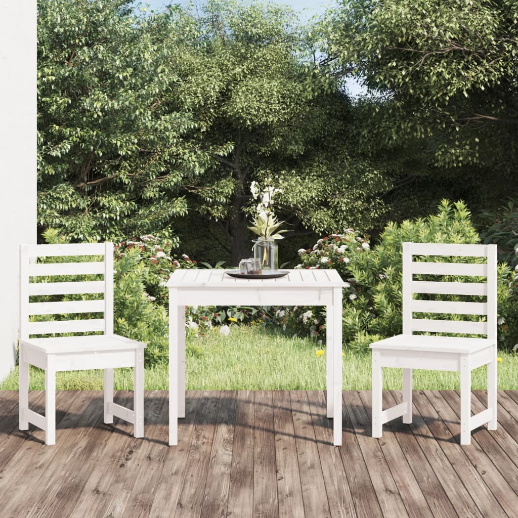3 Pcs conj. bistrô para jardim madeira de pinho maciça branco