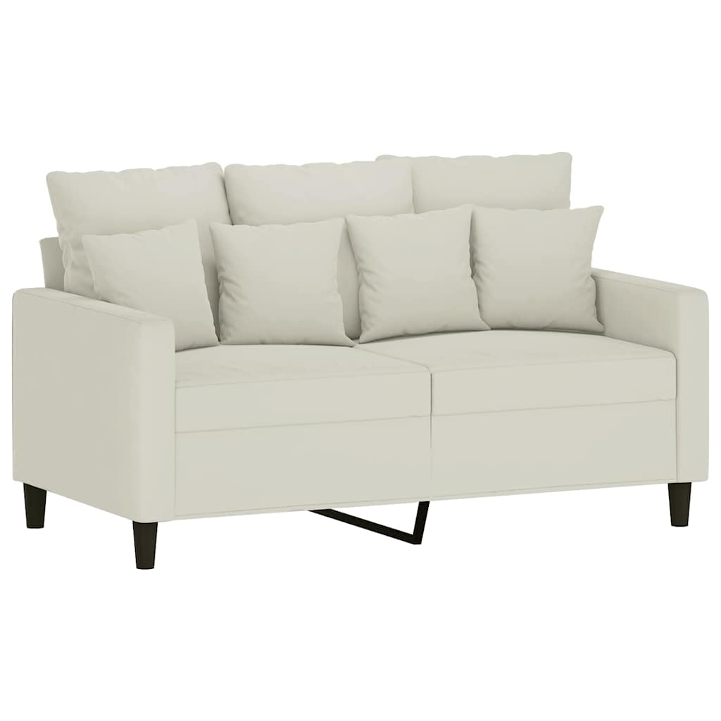 2 Pcs conjunto de sofás com almofadões veludo cor creme