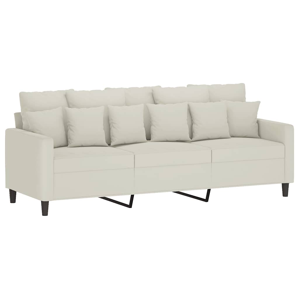 2 Pcs conjunto de sofás com almofadões veludo cor creme