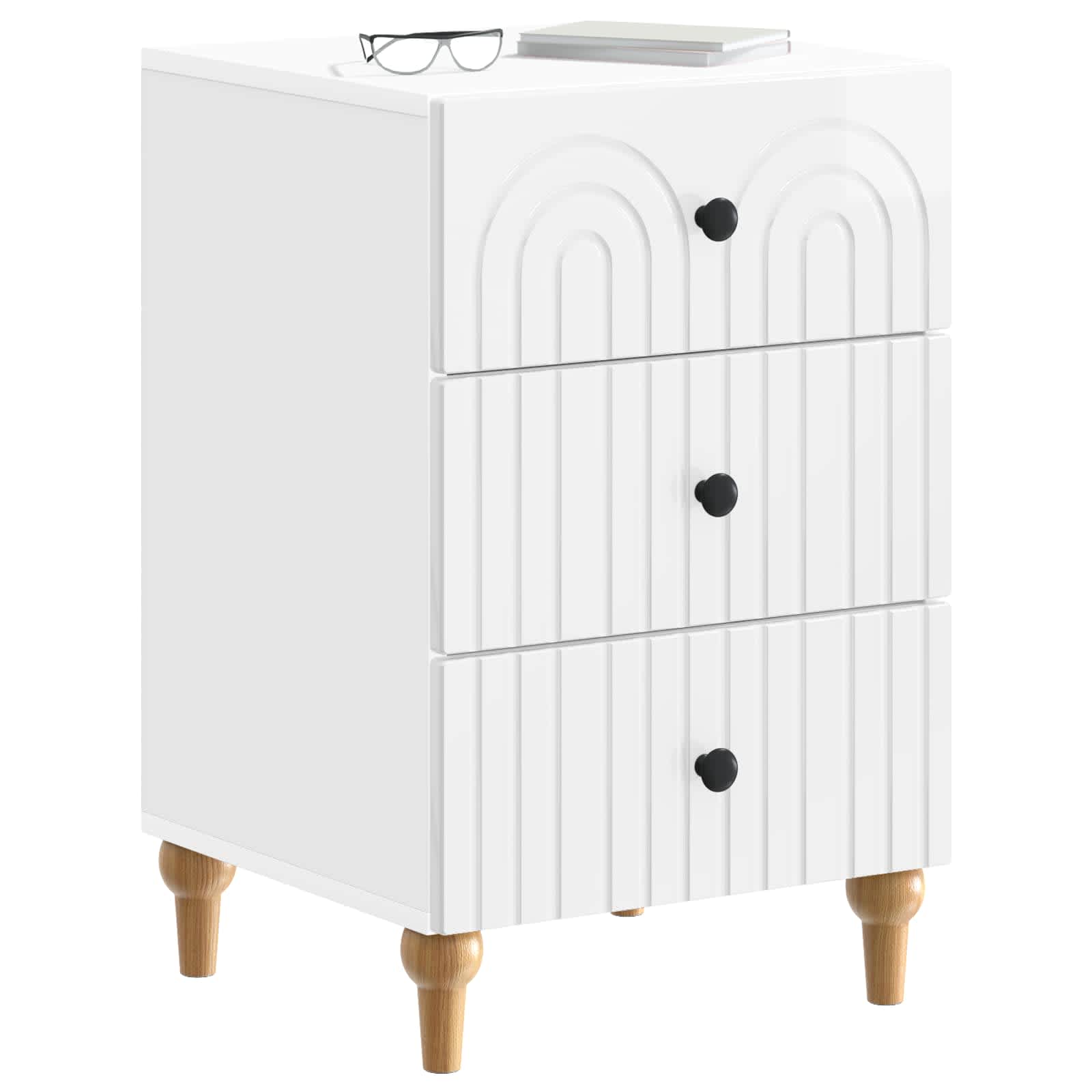 Armário de cabeceira branco brilhante 43x 41 x 66,5 cm