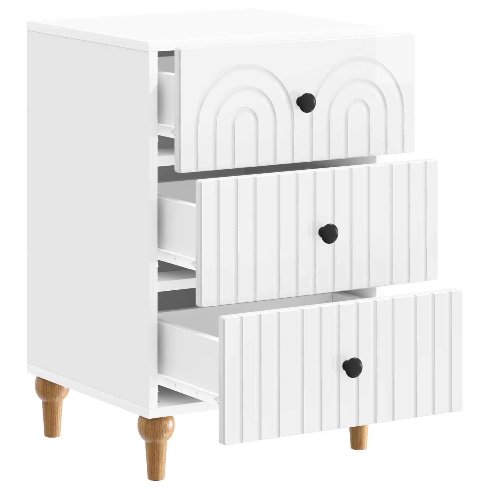 Armário de cabeceira branco brilhante 43x 41 x 66,5 cm