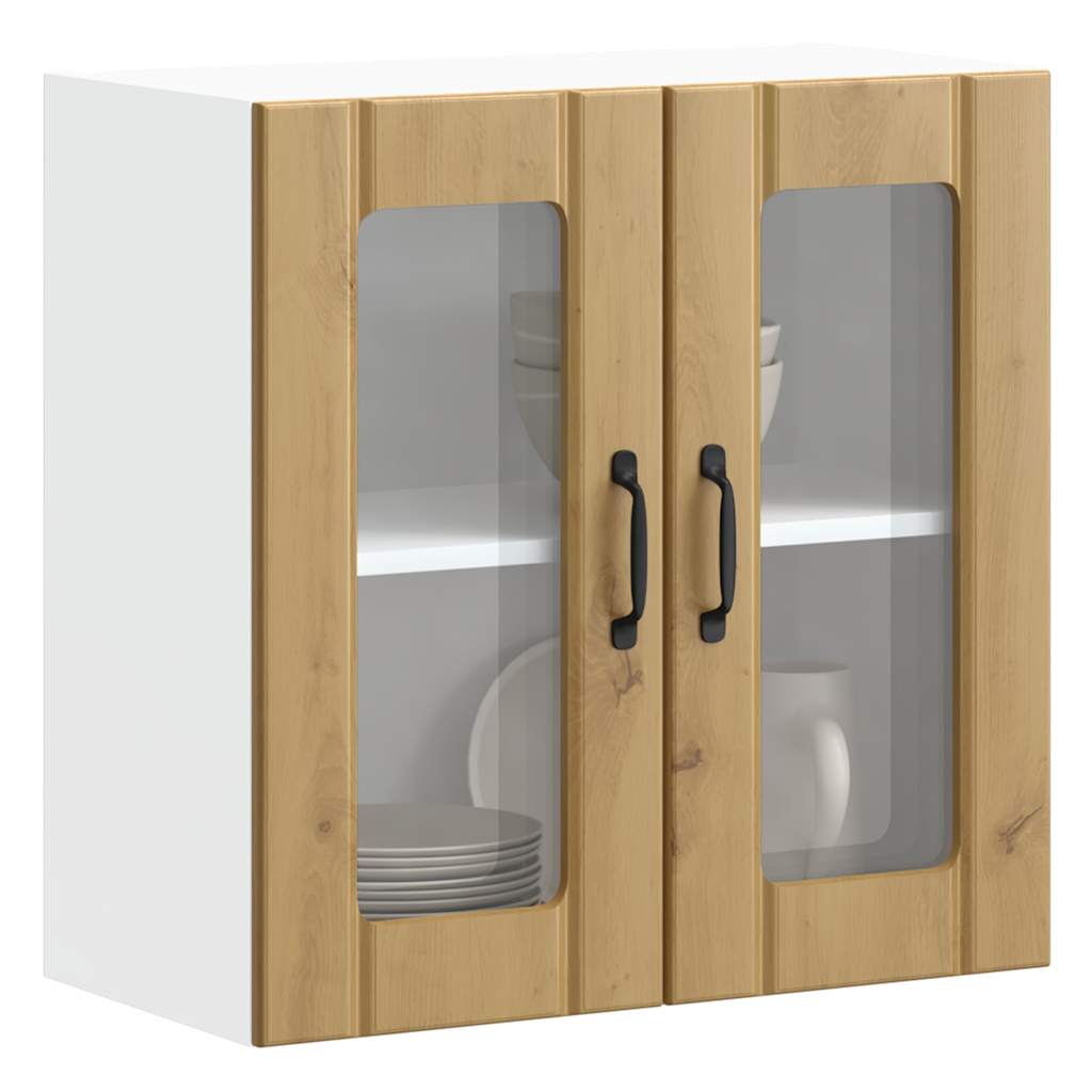 Armário de parede cozinha porta vidro lucca carvalho artesanal