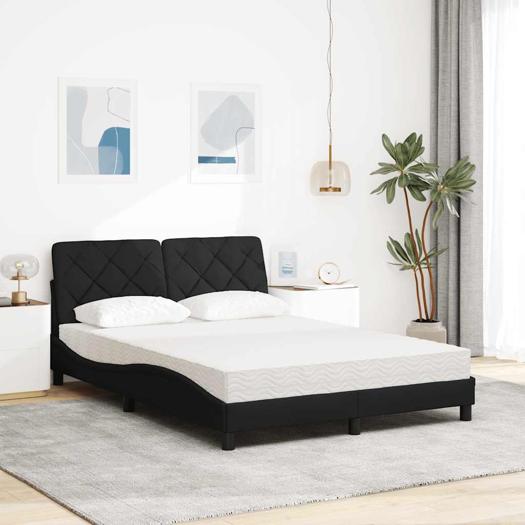 Cama com colchão 120x200 cm tecido preto