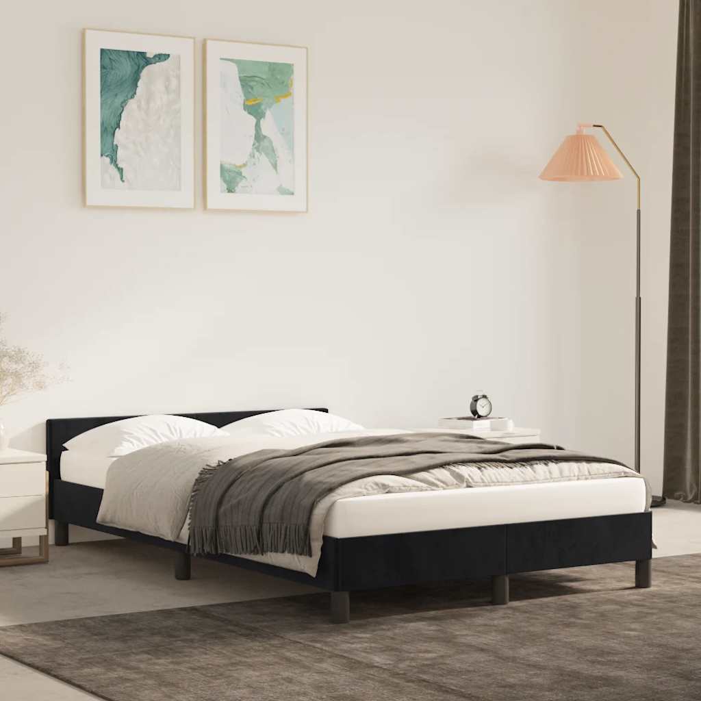 Estrutura de cama sem colchão 120x200 cm veludo preto