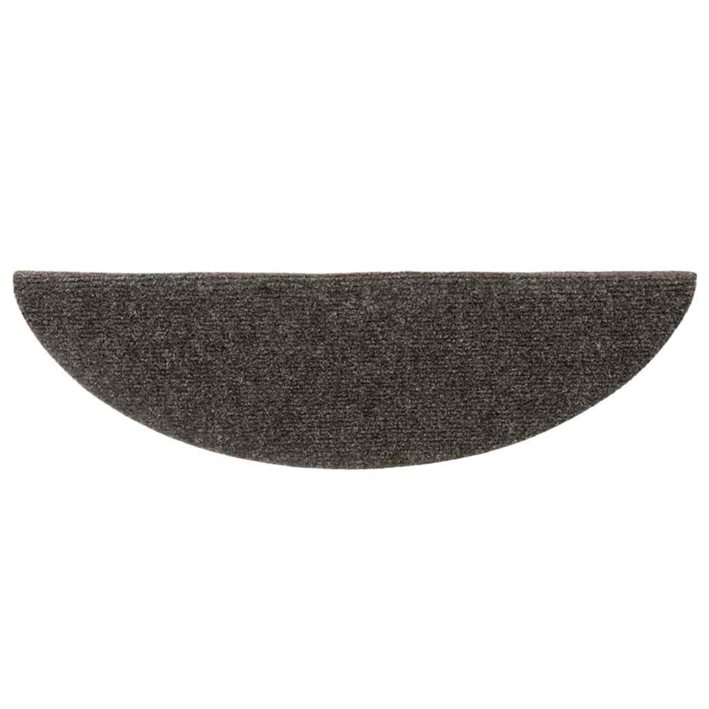 Tapetes de escada autoadesivos 5 peças 56x17x3 cm antracite meia-lua