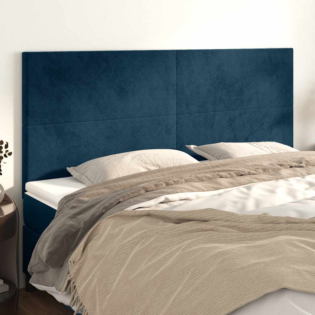 Cabeceira azul escuro 200x5x118/128 cm veludo
