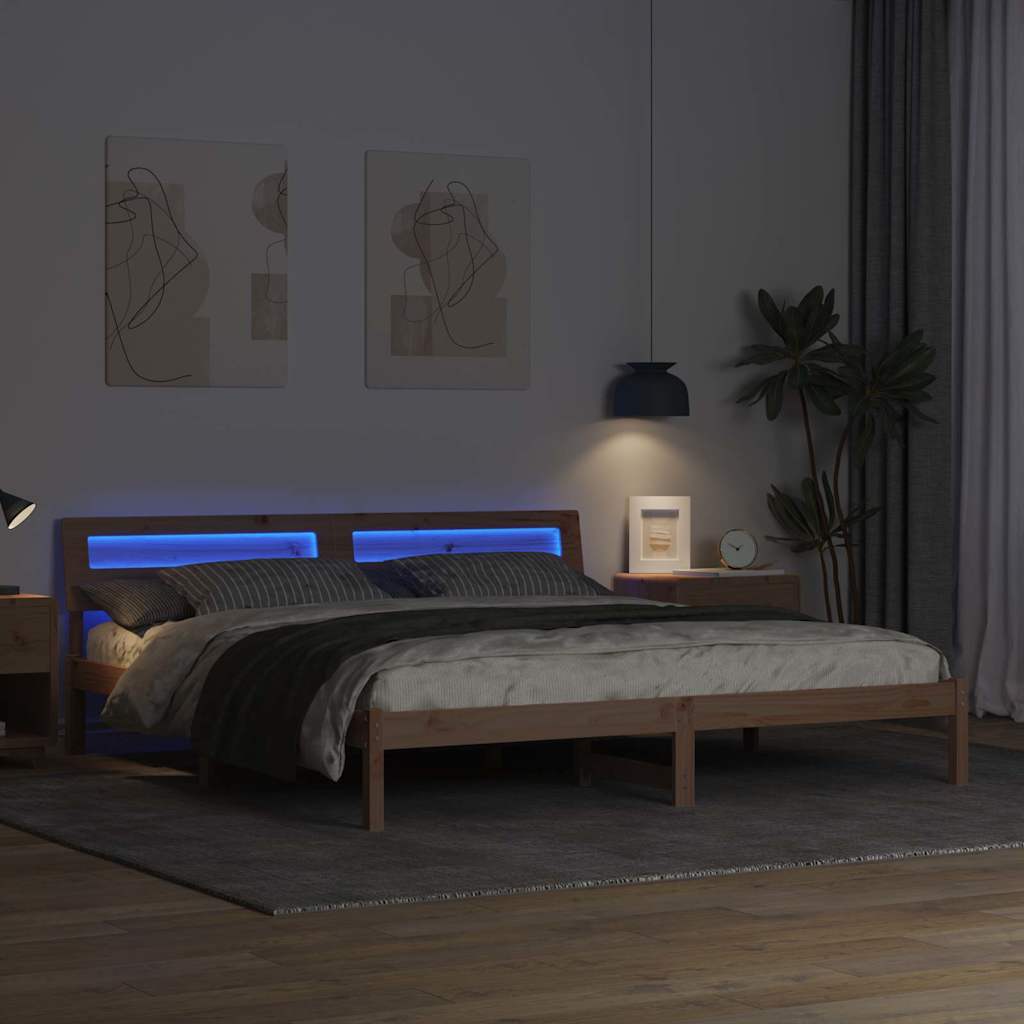 Estrutura da cama com cabeceira castanho 180 x 200 cm