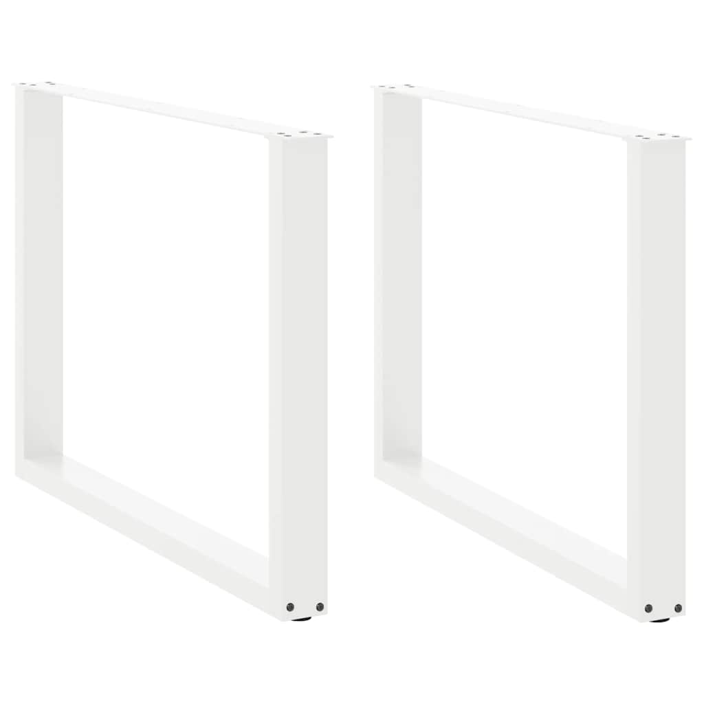 Pés de mesa de jantar em forma de u, 2 peças, branco, 100x (72-73) cm, aço