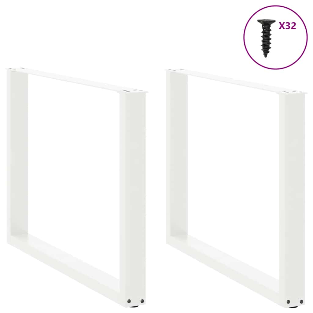 Pés de mesa de jantar em forma de u, 2 peças, branco, 100x (72-73) cm, aço