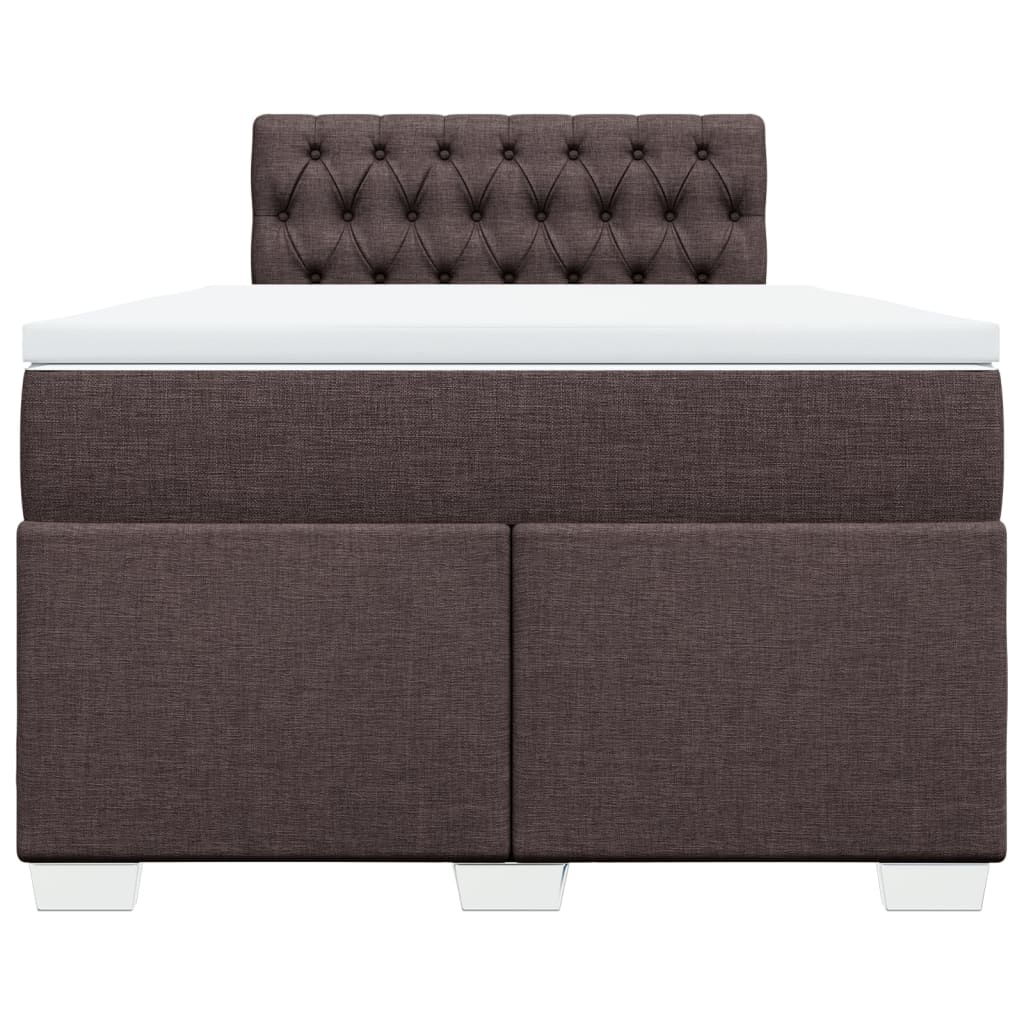 Cama boxspring com colchão 120x190 cm tecido castanho-escuro