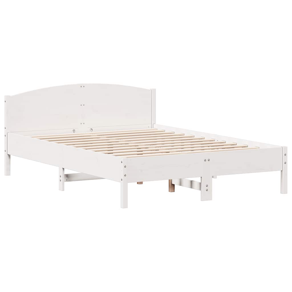 Cama sem colchão 150x200 cm madeira de pinho maciça branco