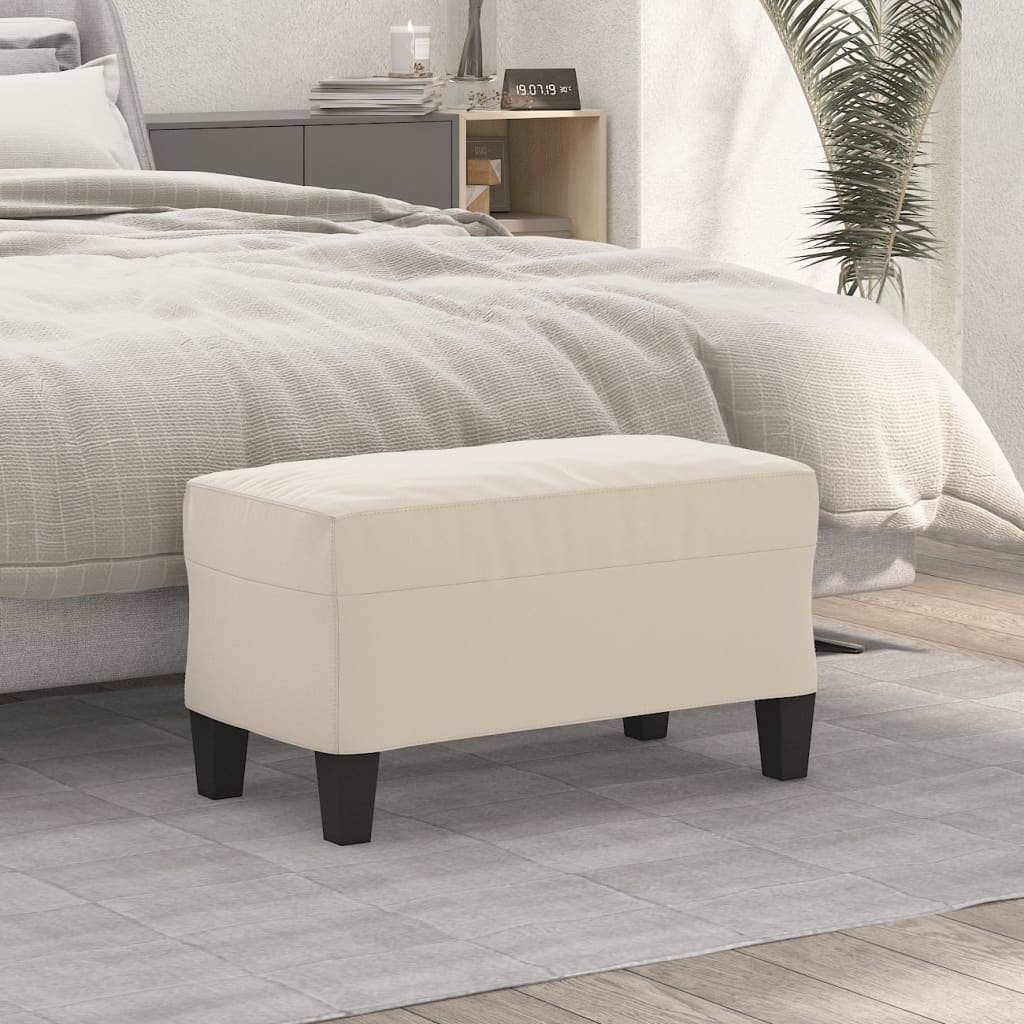 Banco 70x35x41 cm tecido de microfibra cor creme
