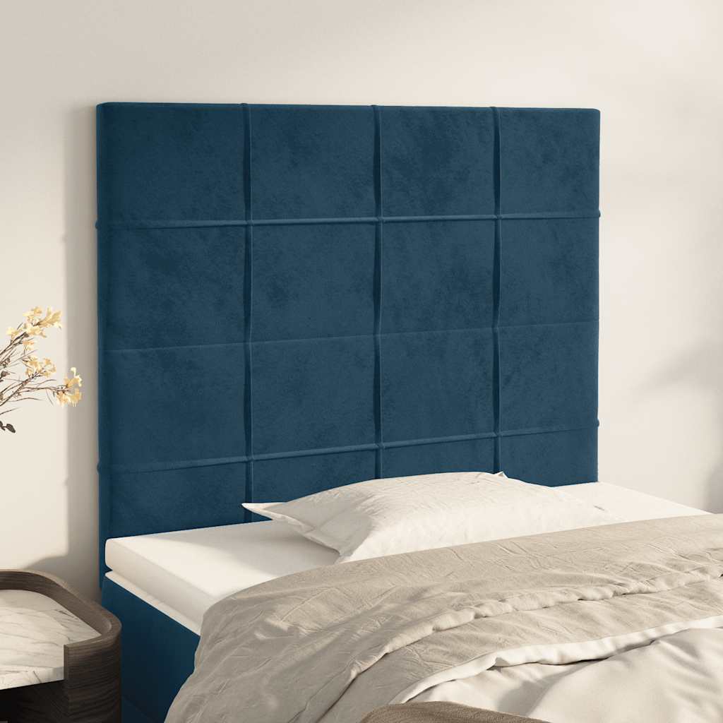 Cabeceira azul escuro 90x5x118/128 cm veludo