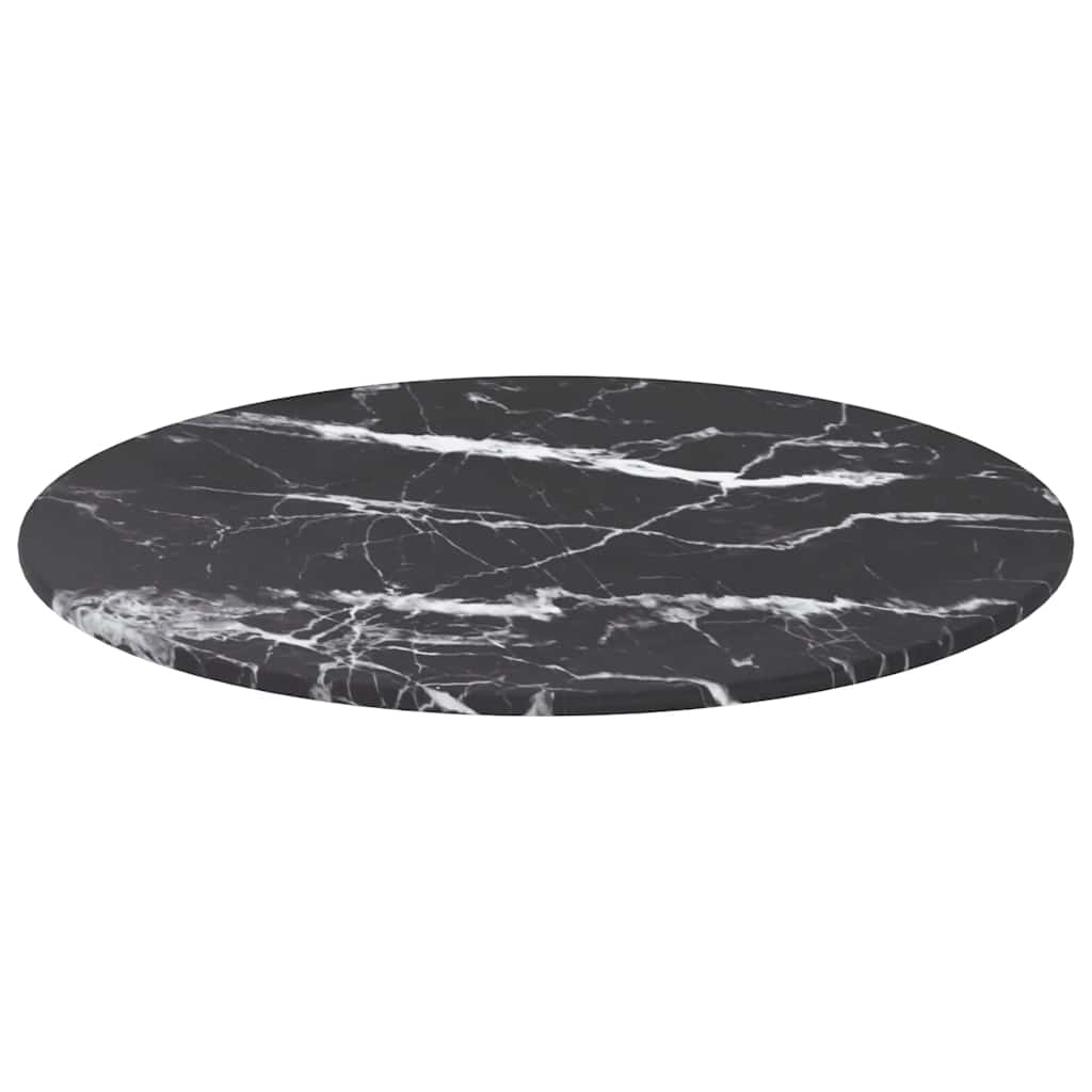 Tampo mesa ø40x0,8 cm vidro temperado design mármore preto