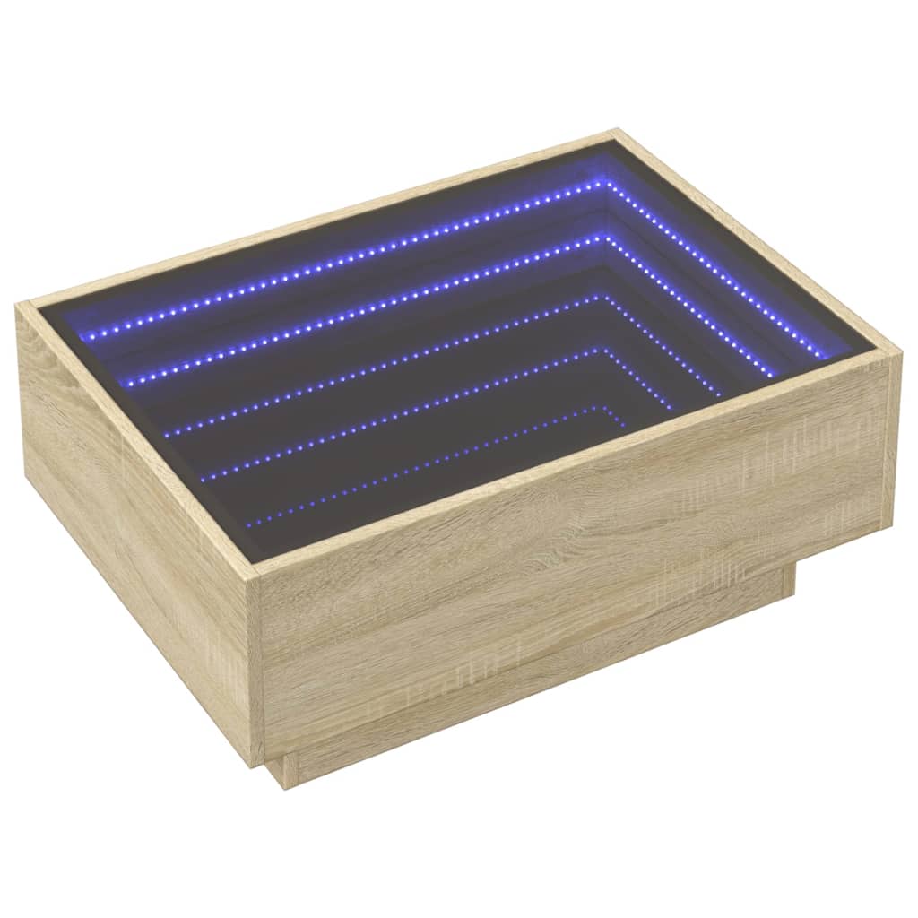Mesa de centro c/ leds 70x50x30 cm derivados de madeira