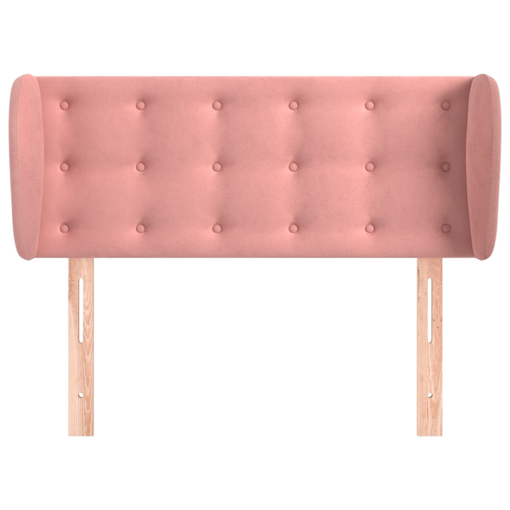 Cabeceira de cama c/ abas veludo 103x23x78/88 cm rosa