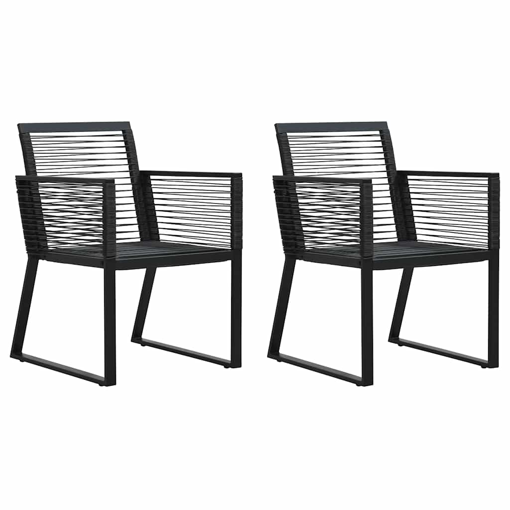 Cadeiras de jardim 2 pcs vime de PVC preto