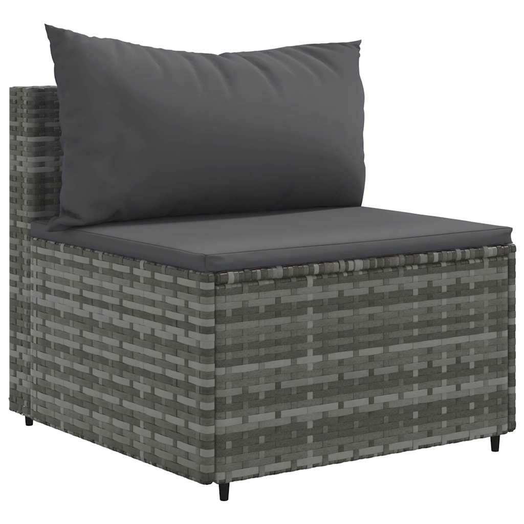 7 Pcs conjunto lounge de jardim c/ almofadões vime PE cinzento