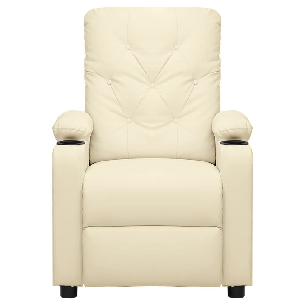 Poltrona reclinável couro artificial cor creme