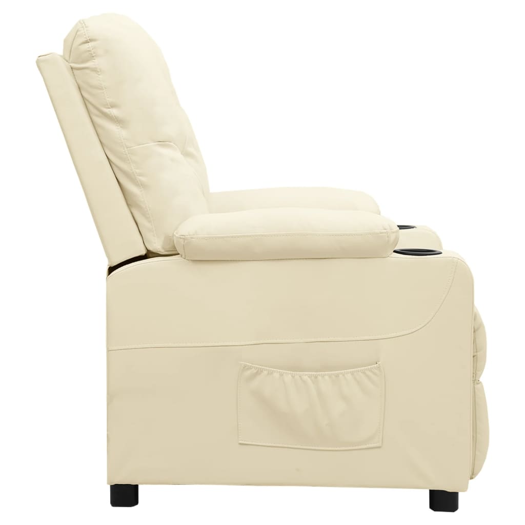 Poltrona reclinável couro artificial cor creme