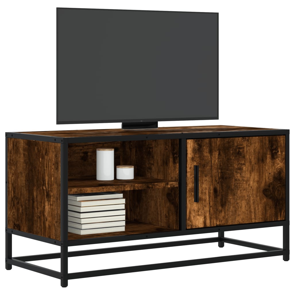 Móvel p/ TV 80x34,5x40 cm deriv. madeira/metal carvalho fumado