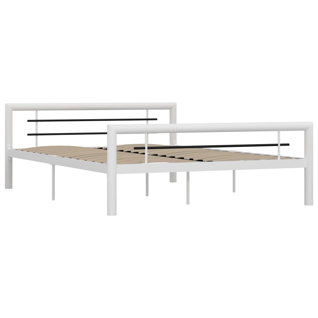 Estrutura de cama 160x200 cm metal branco e preto