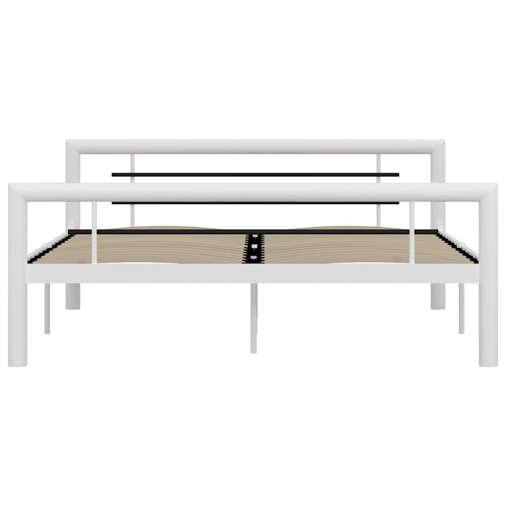 Estrutura de cama 160x200 cm metal branco e preto