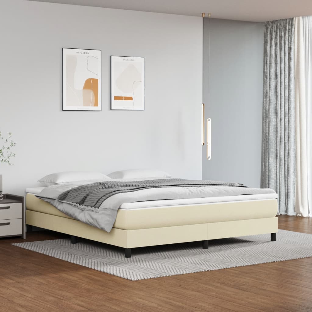 Estrutura de cama com molas 180x200 cm couro artificial cor creme