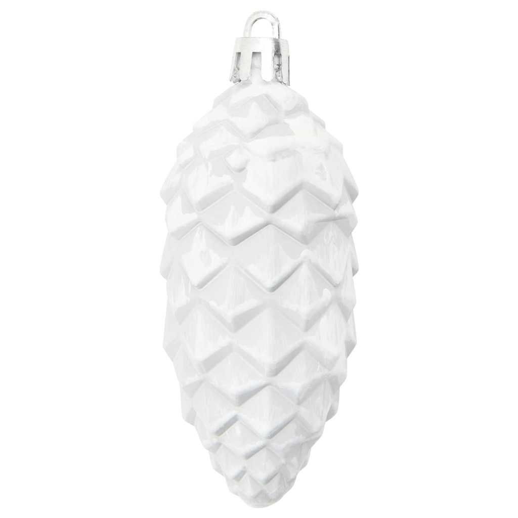 Bola de pinheiro de natal 40 unid. branco 4 x 9 cm plástico
