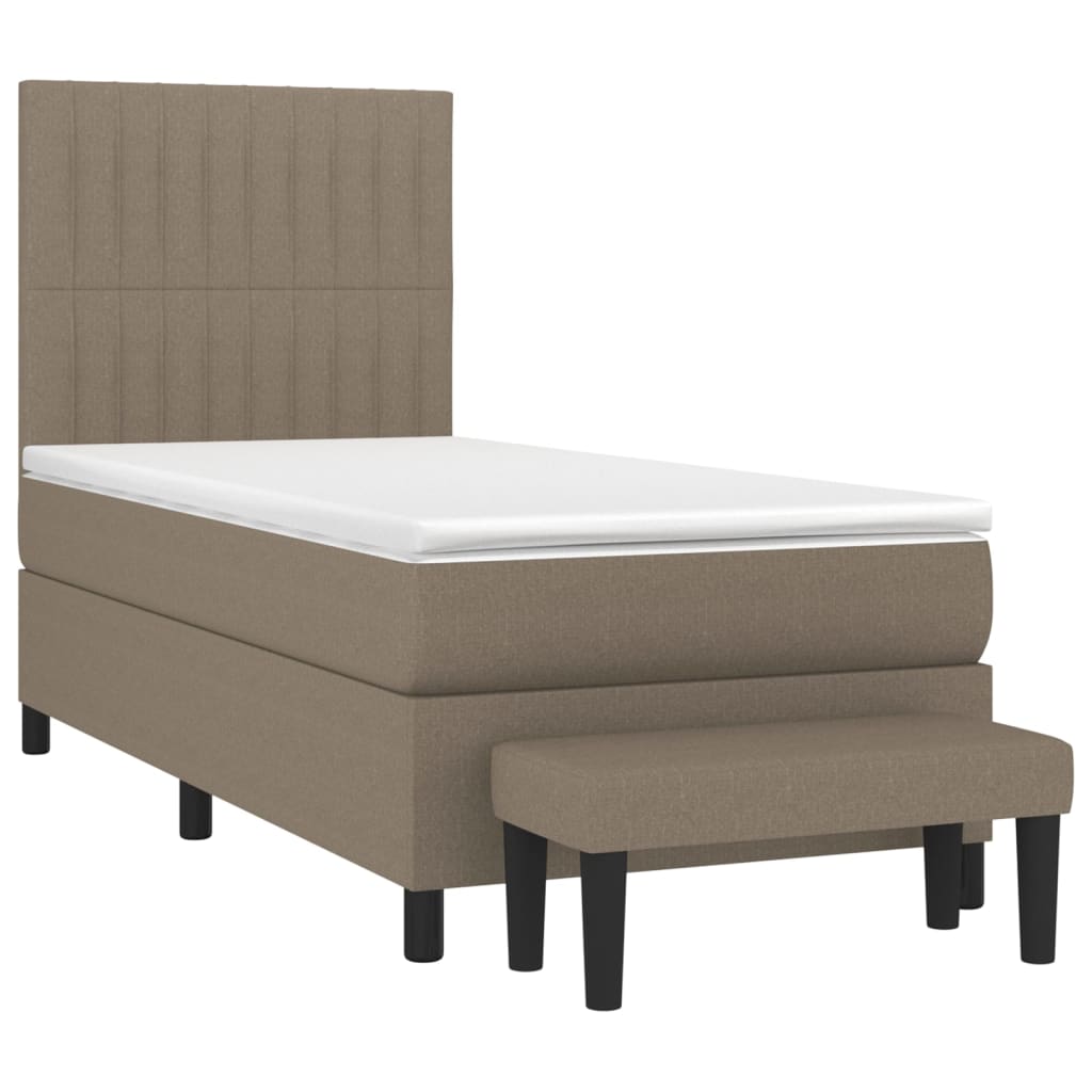 Cama com molas/colchão 100x200 cm tecido cinza-acastanhado