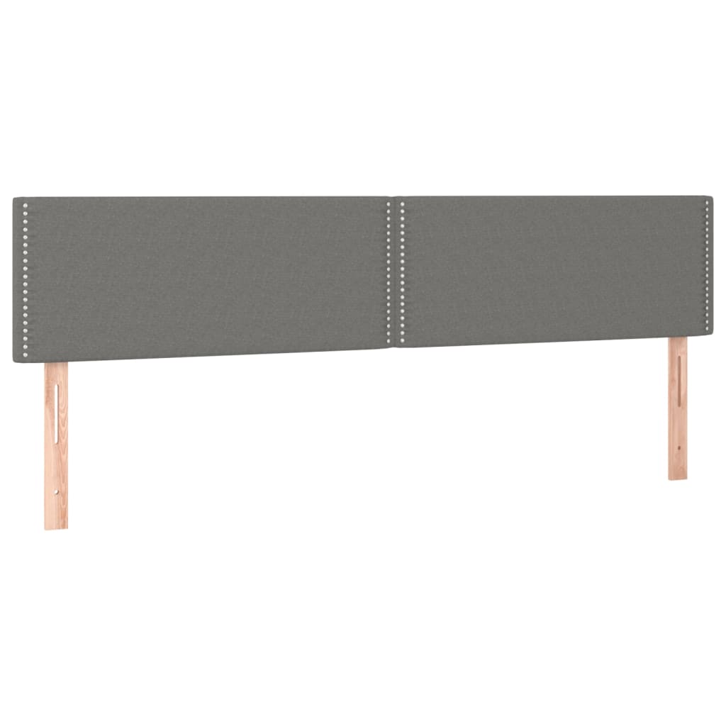 Cabeceira de cama c/luzes LED tecido 180x5x78/88cm cinza-escuro