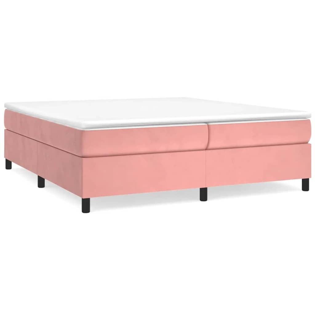 Cama com molas/colchão 200x200 cm veludo rosa