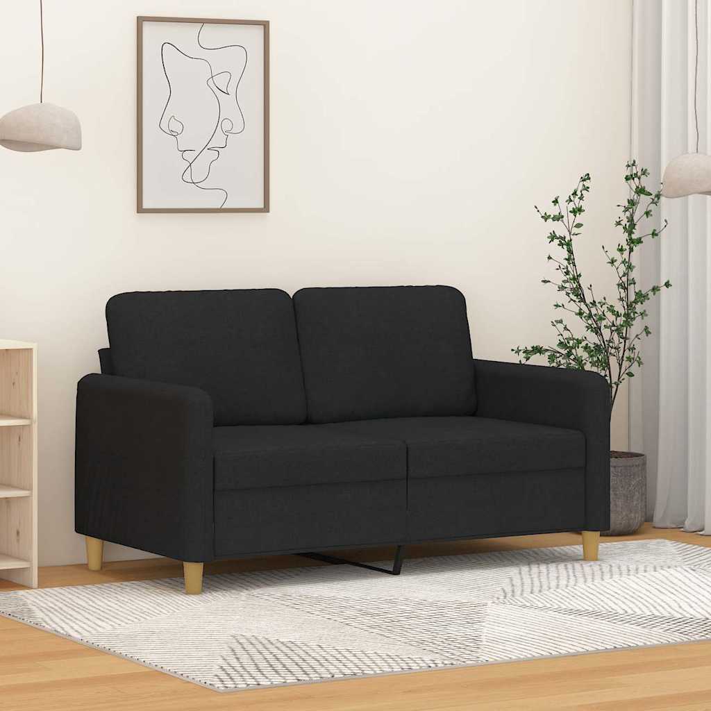 Sofá de 2 lugares tecido 120 cm preto