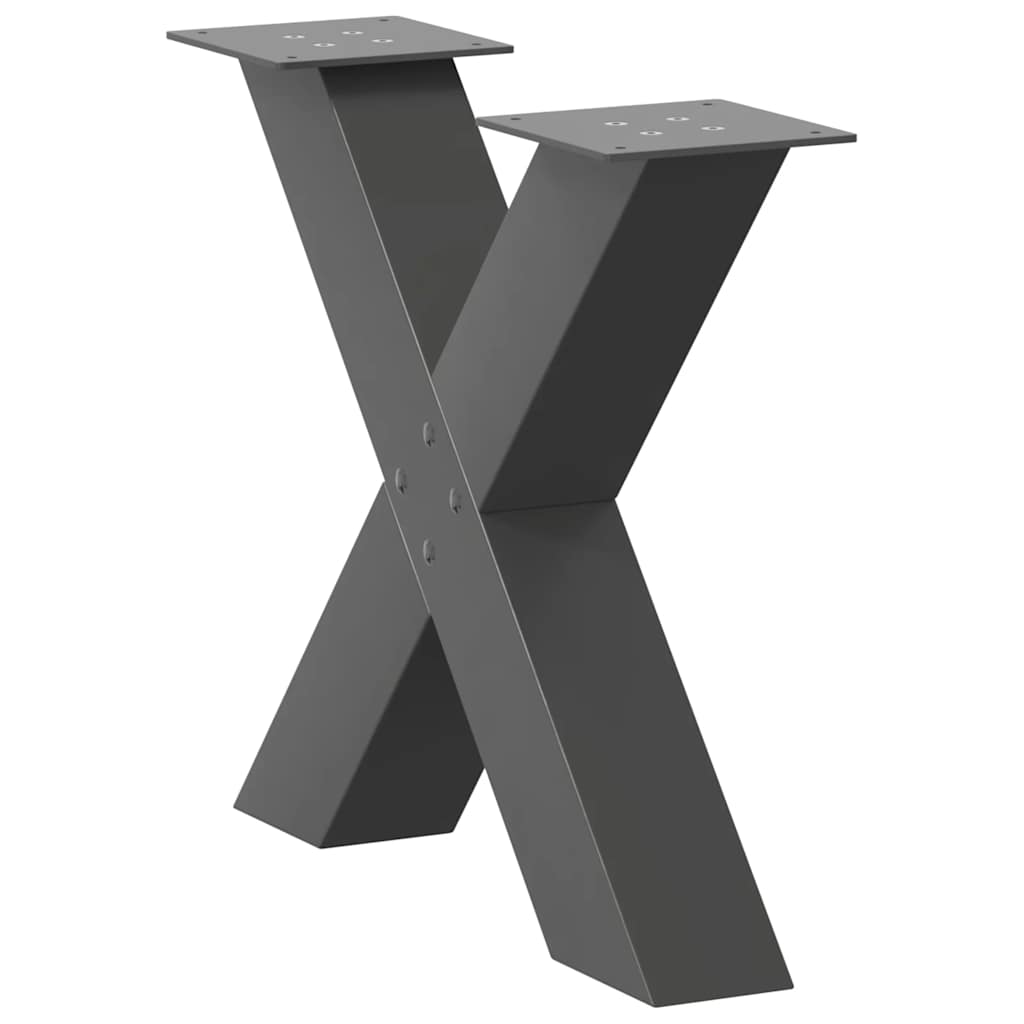 Pés para mesa de centro em formato de x, 2 peças, antracite, 60x (42-43) cm, aço