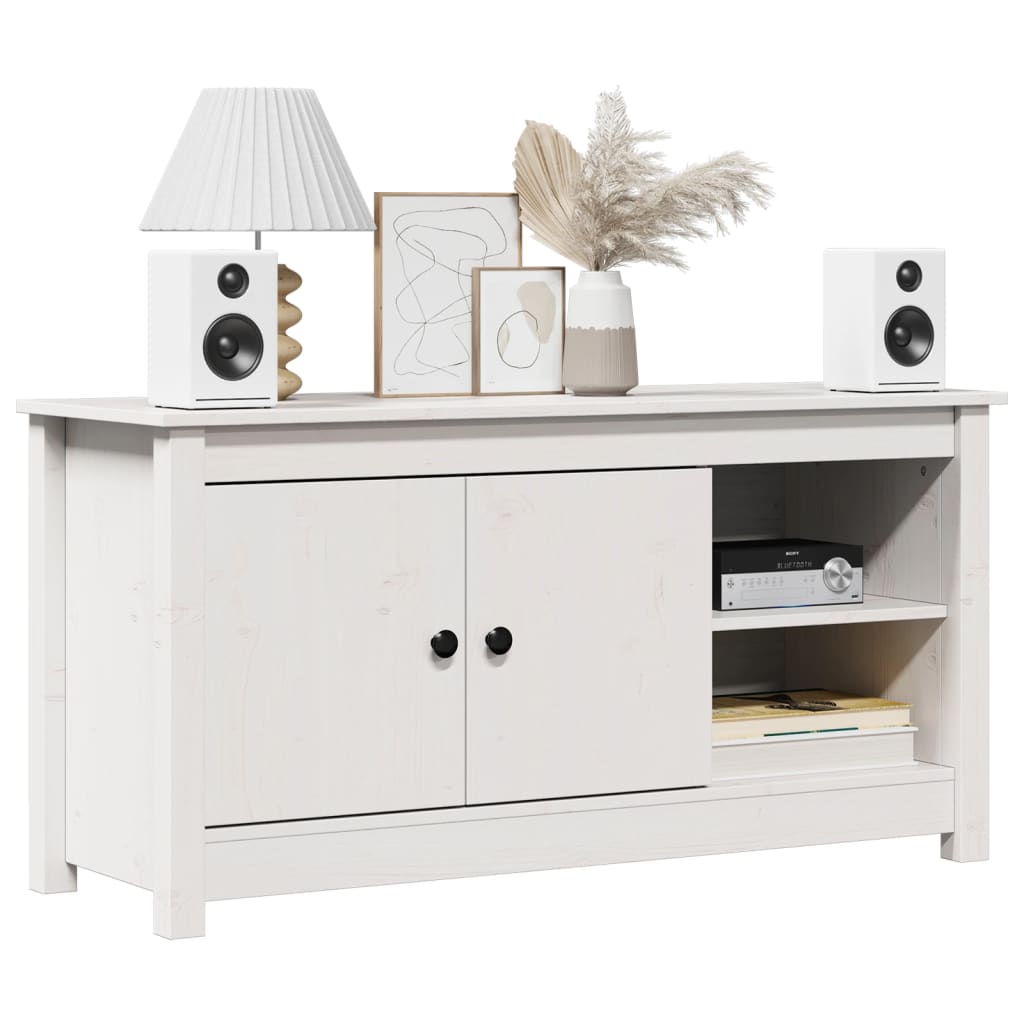 Móvel de TV 103x36,5x52 cm madeira de pinho maciça branco