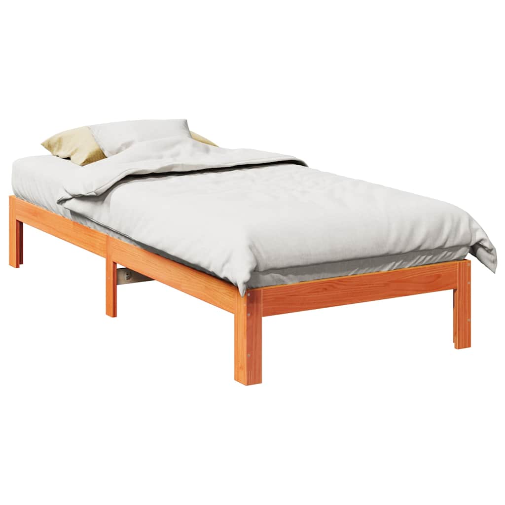 Cama sem colchão 90x200 cm pinho maciço castanho-mel