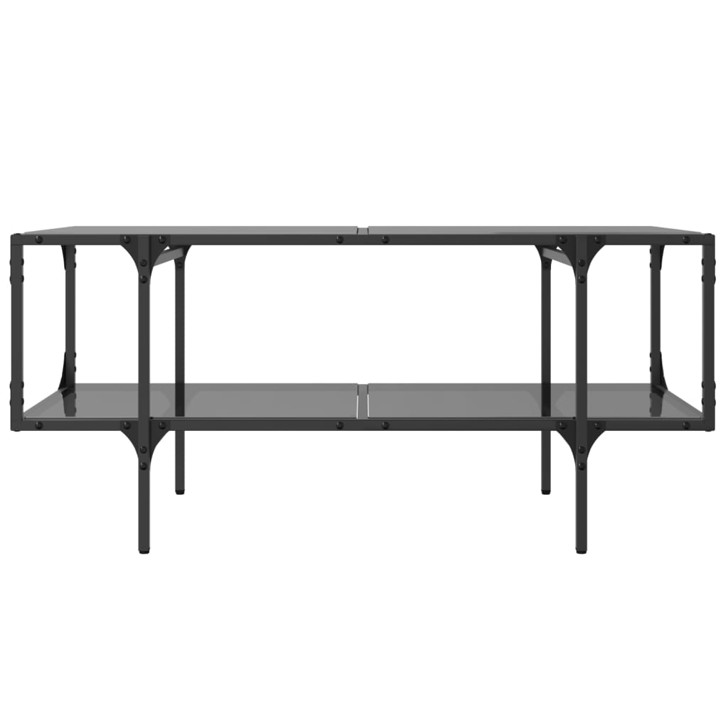 Mesa de centro com topo em vidro preto 98,5x50x45 cm aço