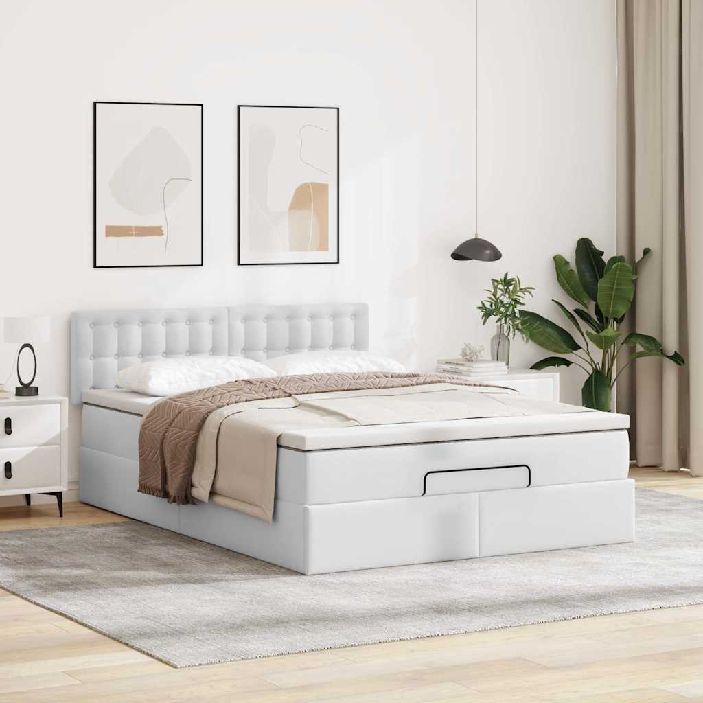 Cama otomana com colchões & leds 140x200 cm couro artificial